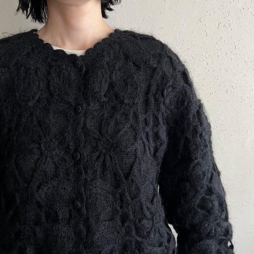 90s Mohair Black Knit Cardigan