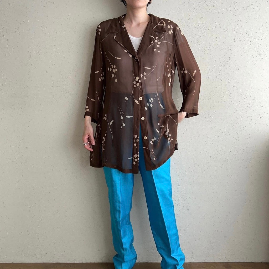 90s Printed Sheer Blouse Made in Italy