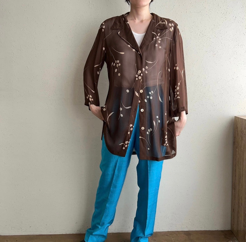 90s Printed Sheer Blouse Made in Italy