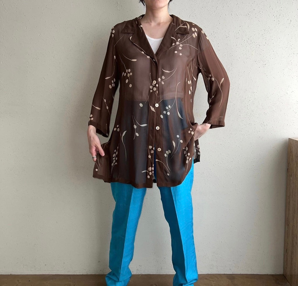 90s Printed Sheer Blouse Made in Italy