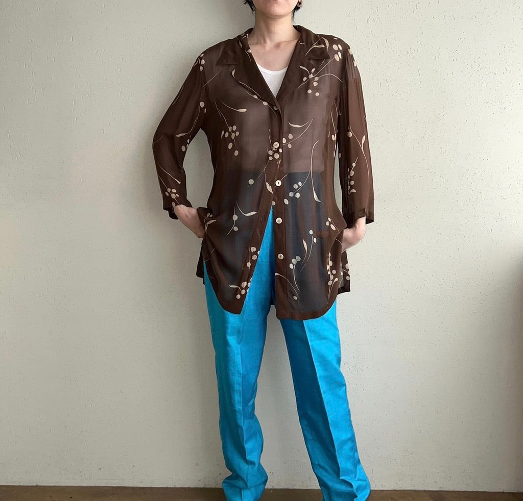 90s Printed Sheer Blouse Made in Italy