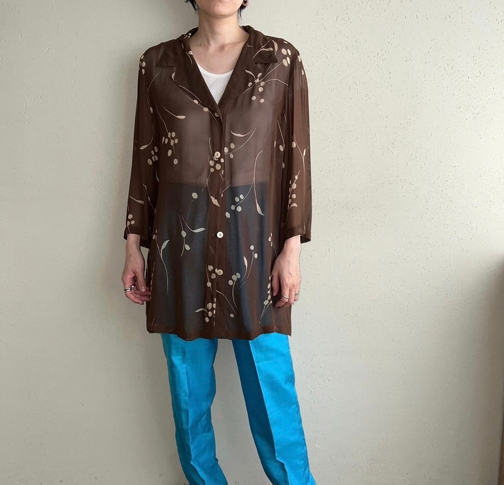 90s Printed Sheer Blouse Made in Italy
