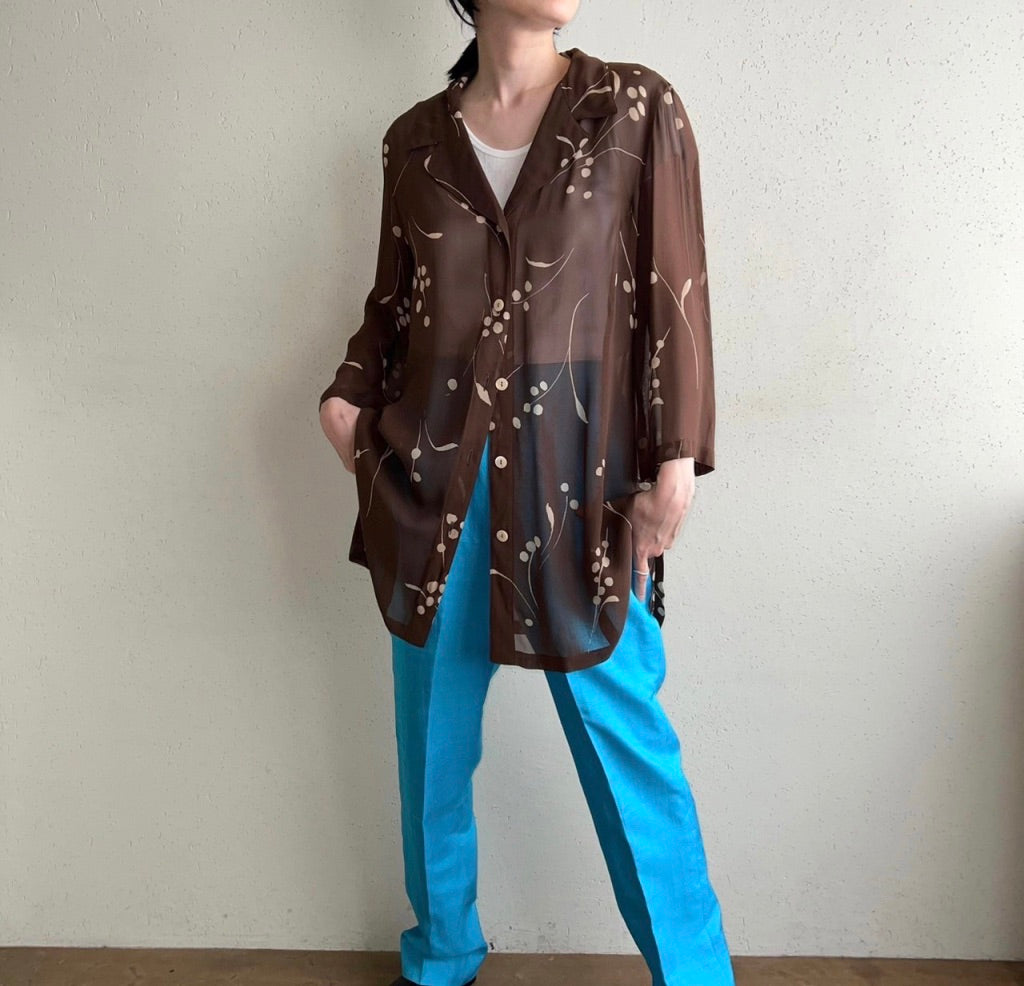 90s Printed Sheer Blouse Made in Italy