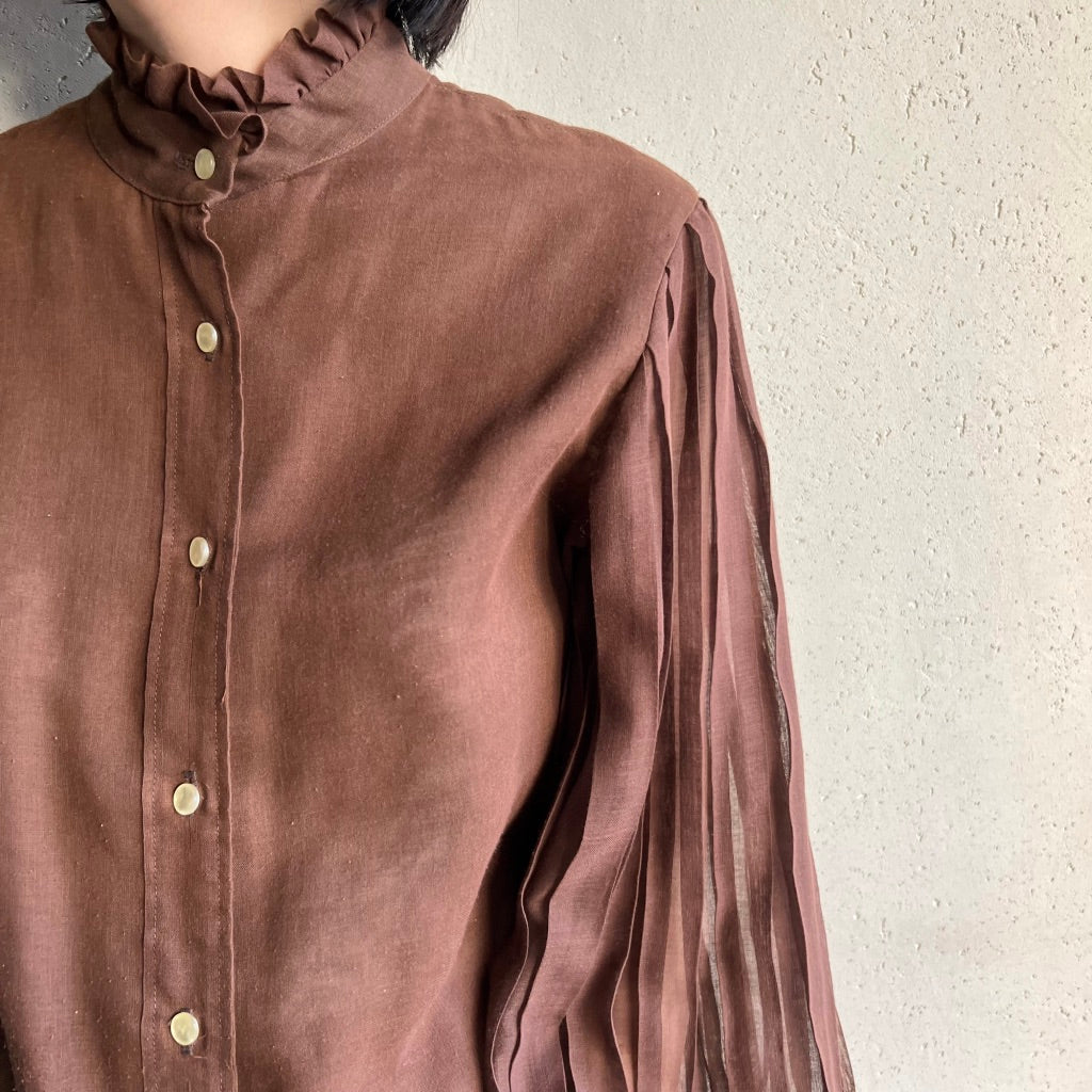 70s Pleated Sleeves Blouse
