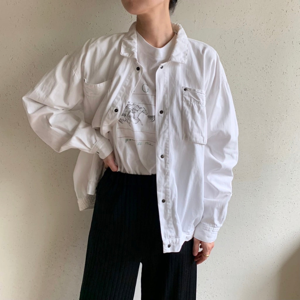 90s White Cotton Shirt Jacket