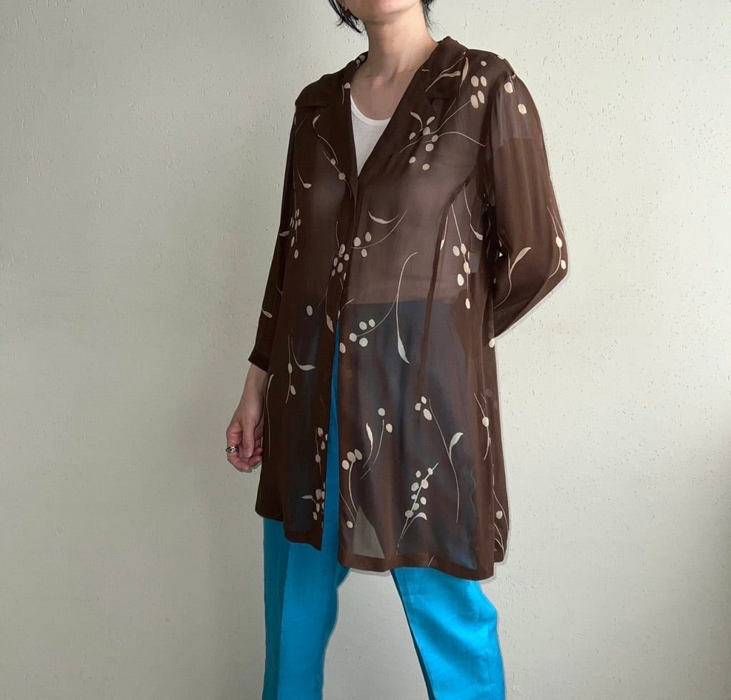 90s Printed Sheer Blouse Made in Italy