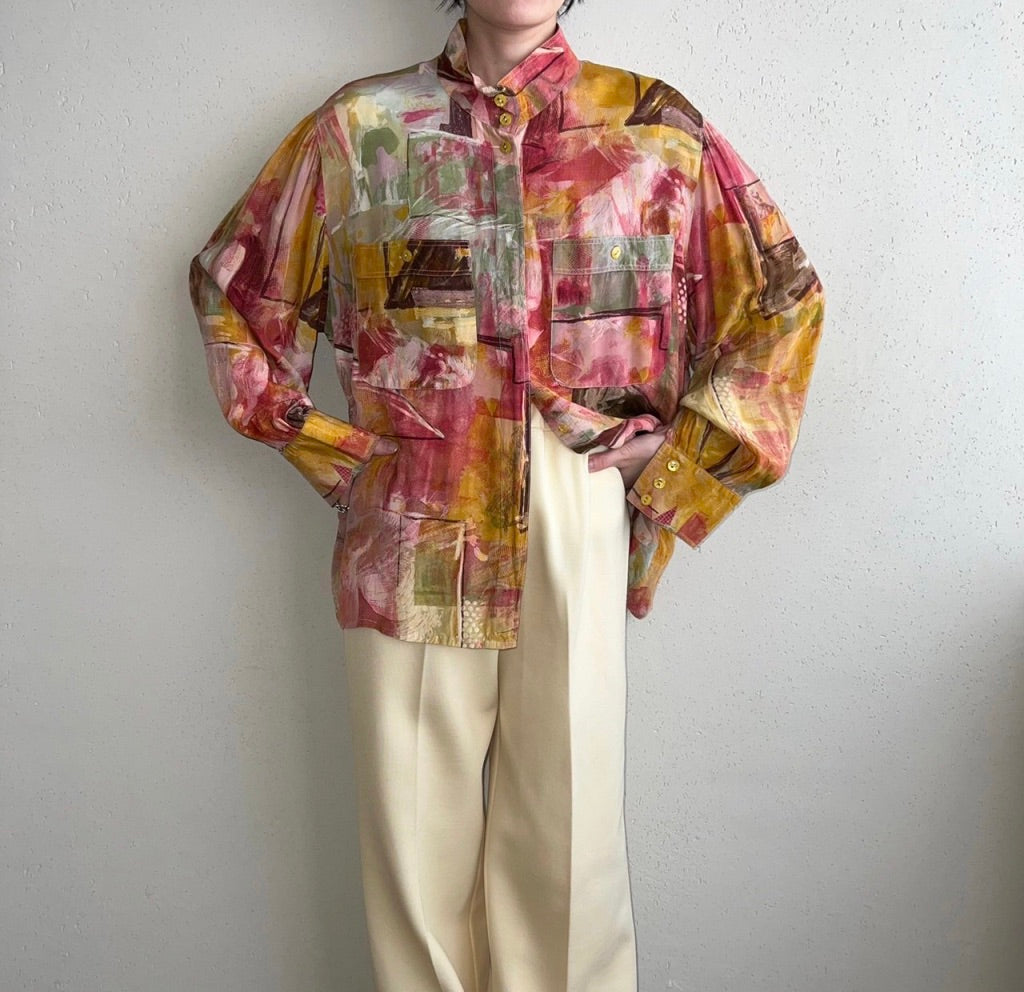 90s EURO Printed Blouse
