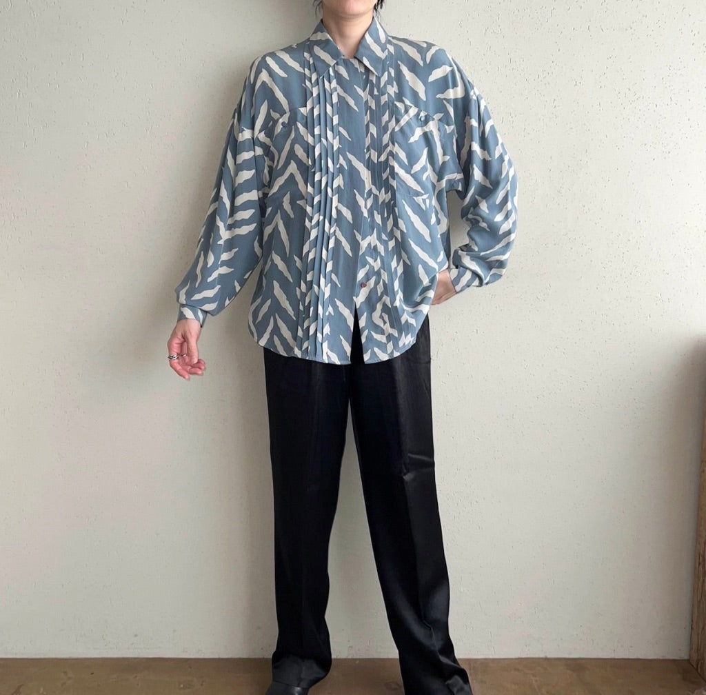 90s Pattern Silk Blouse