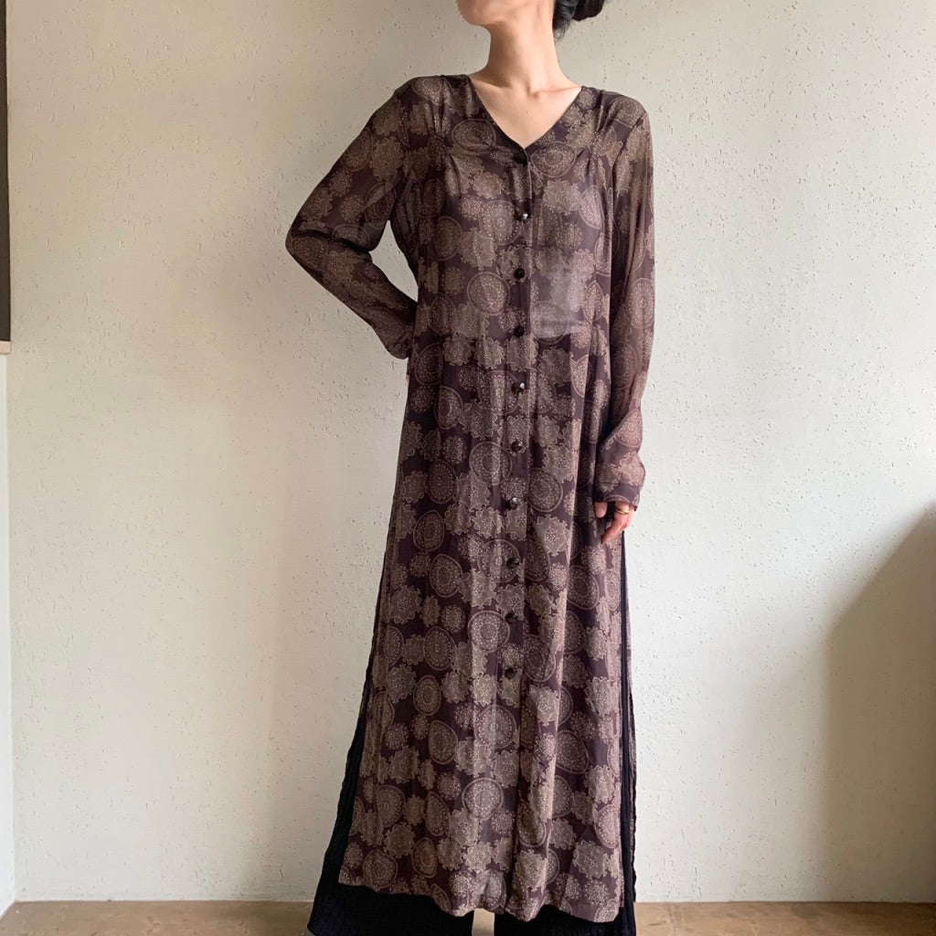 90s Printed Sheer Dress