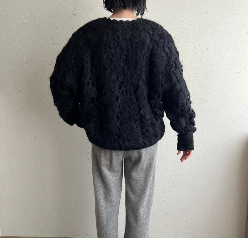 90s Mohair Black Knit Cardigan