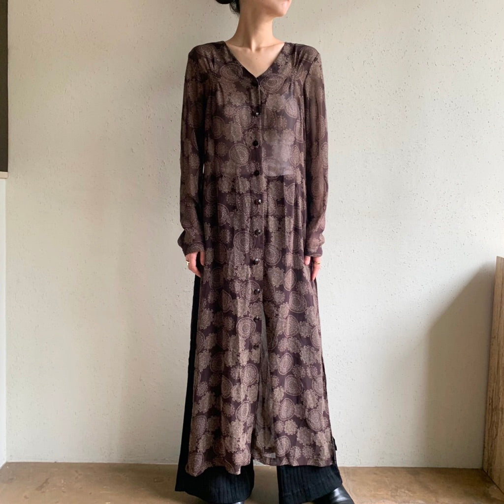 90s Printed Sheer Dress