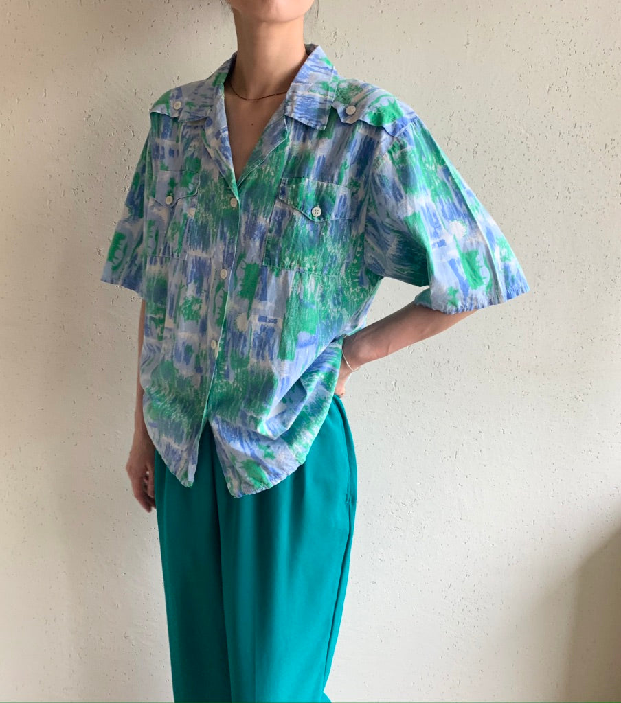 90s EURO Print Blouse