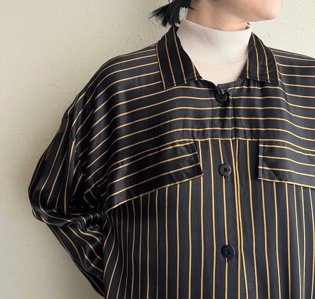 80s Striped Long Blouse Made in Germany