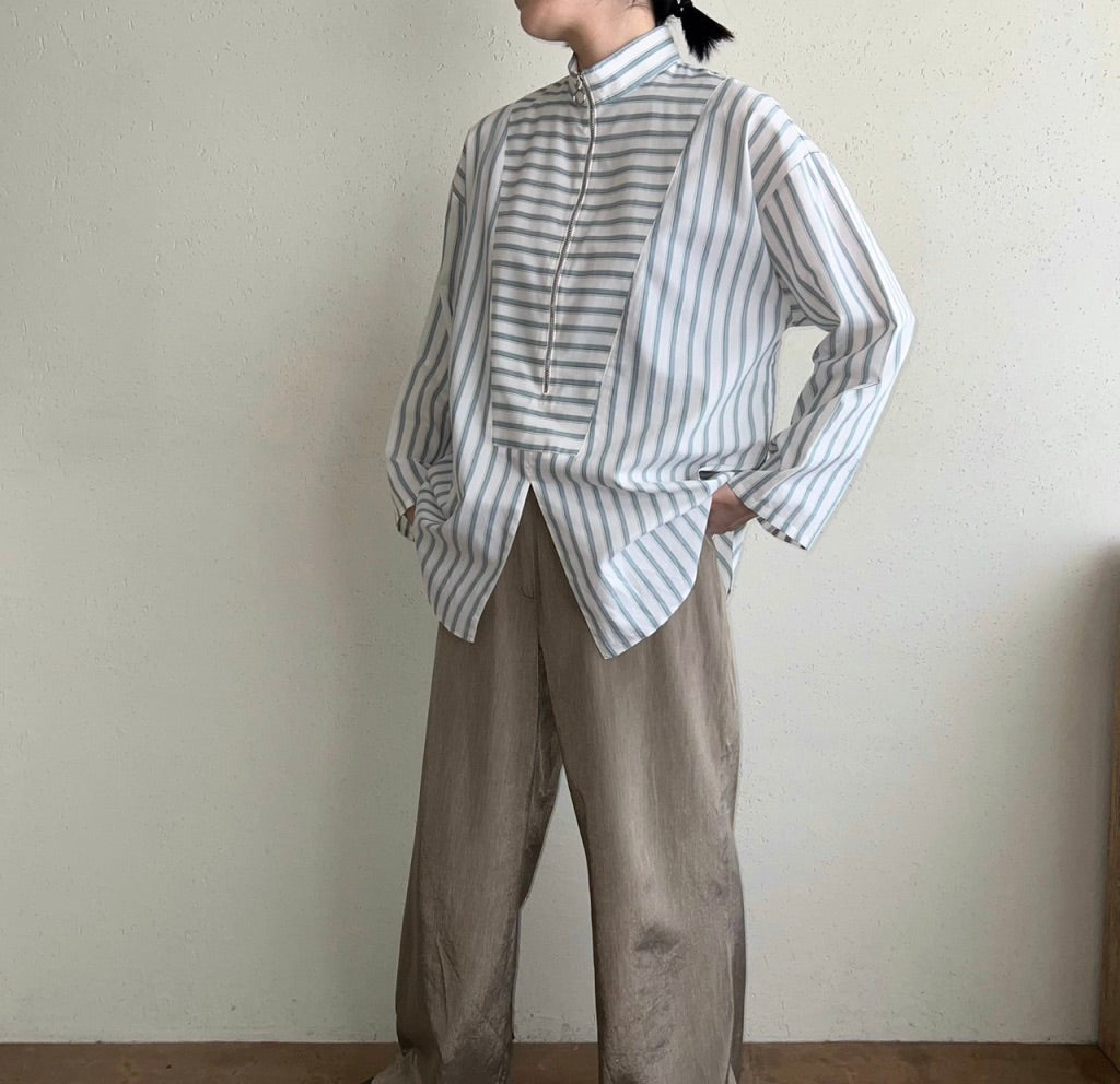 90s Striped Zipped Blouse