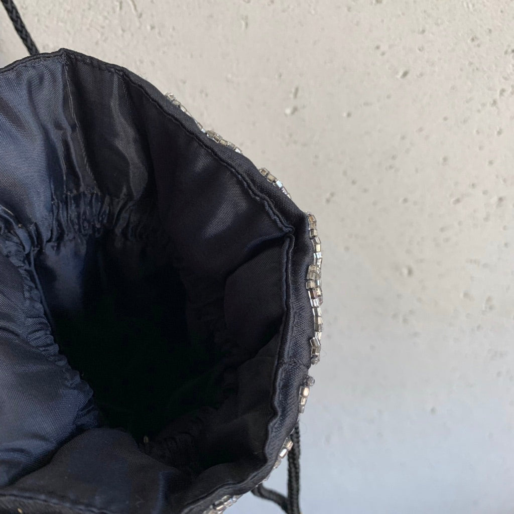 80s Black Beaded Bag