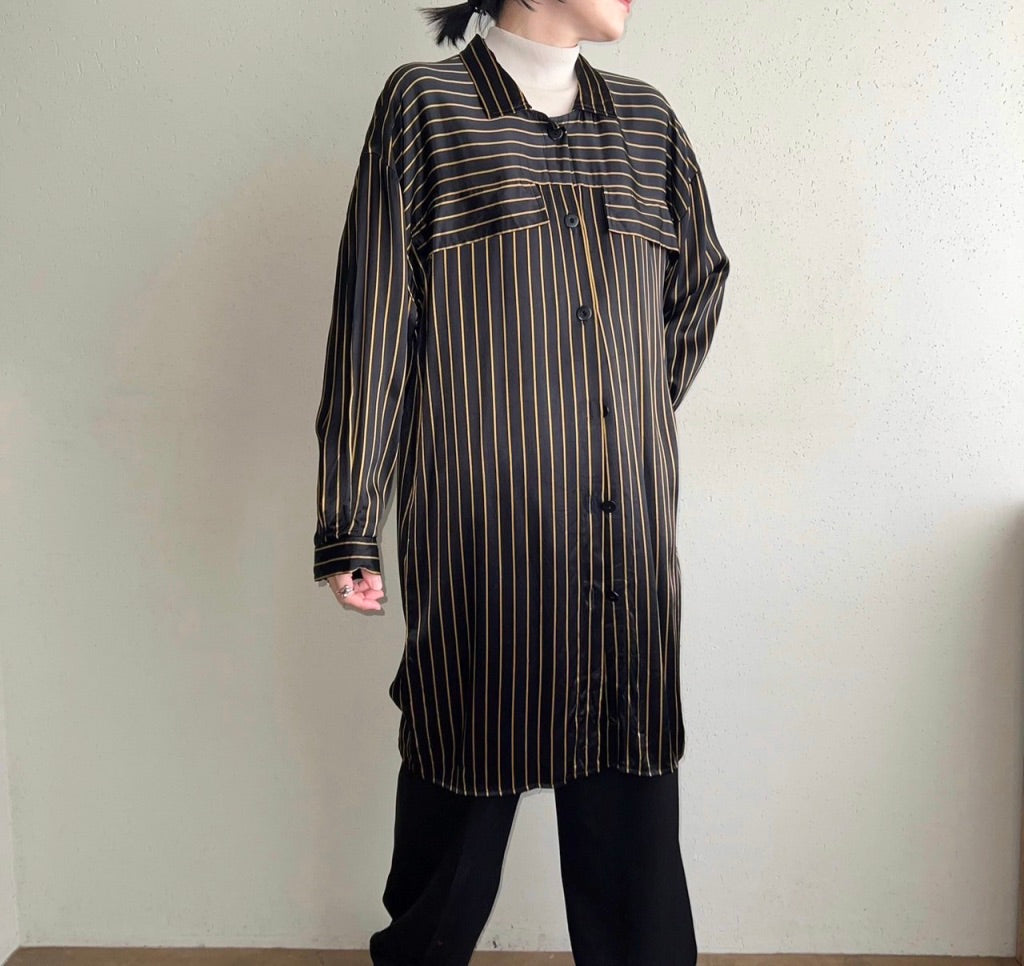 80s Striped Long Blouse Made in Germany