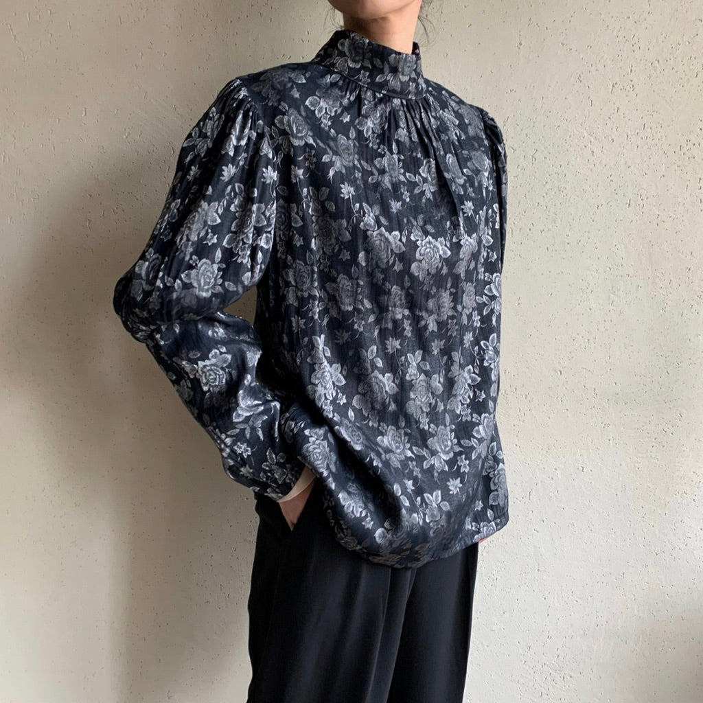 80s Pleated Design Blouse