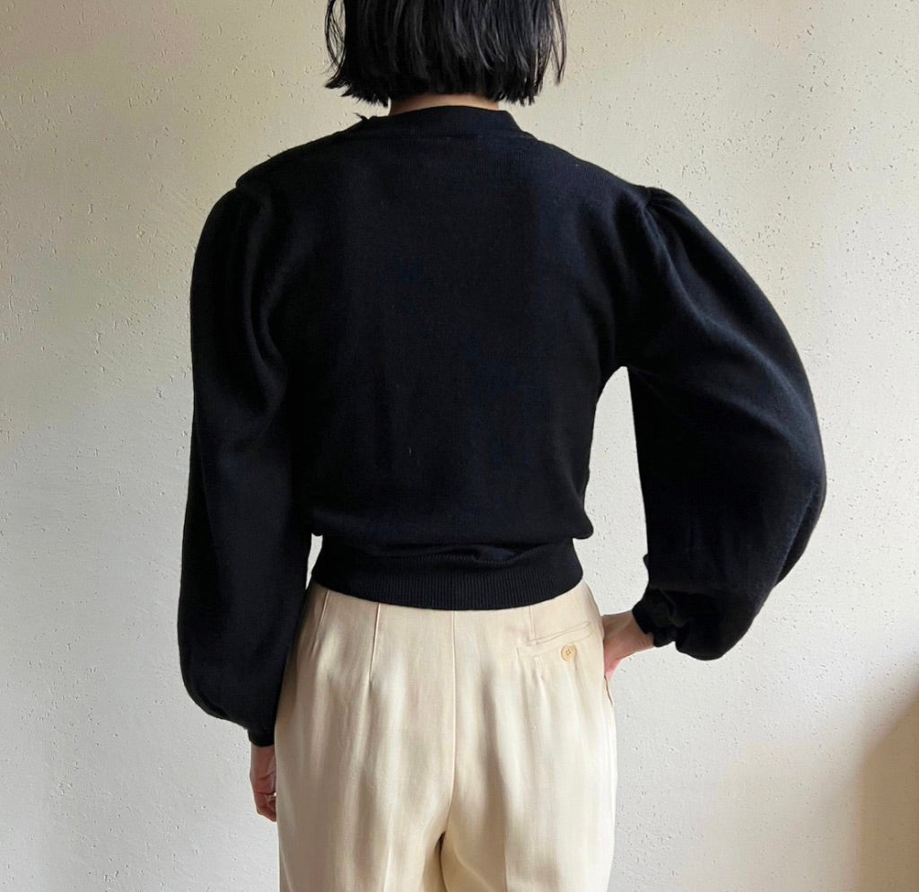 90s Balloon Sleeve Design Knit Top