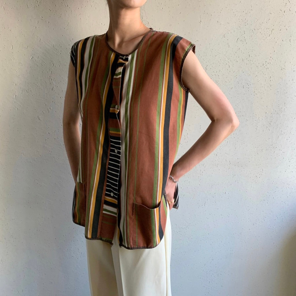 70s Pattern Sleeveless Blouse