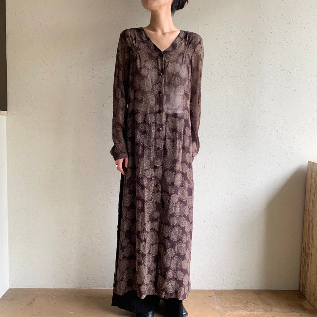90s Printed Sheer Dress