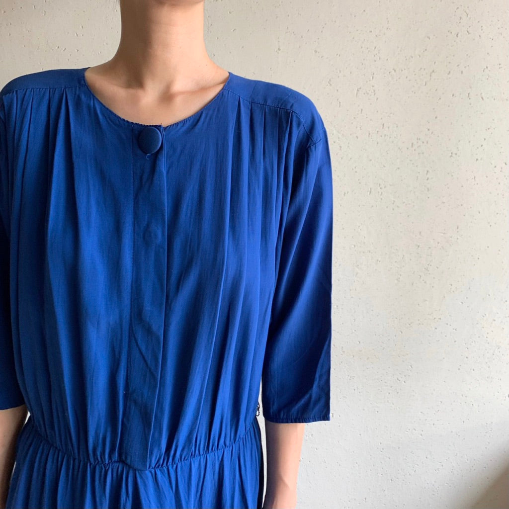 80s Blue Dress Made in USA