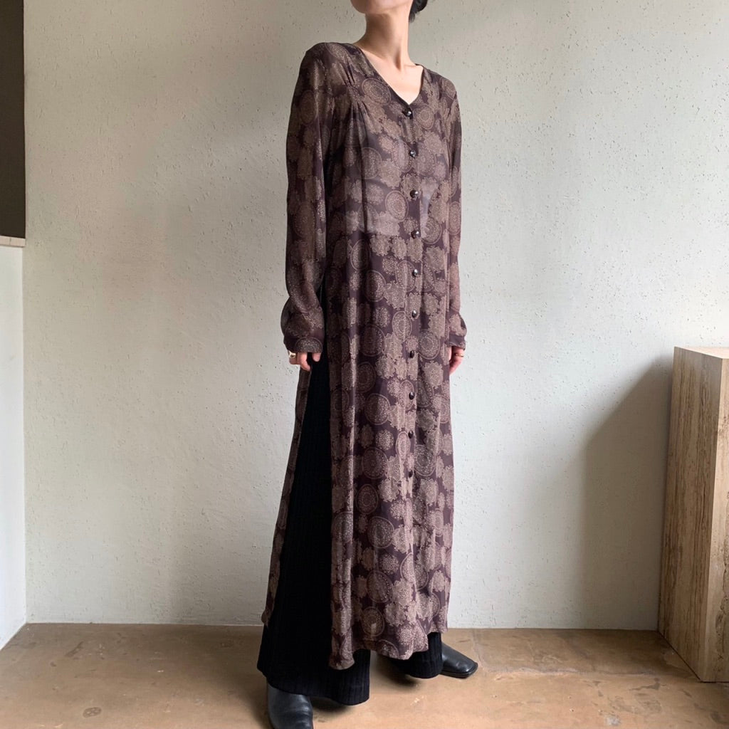 90s Printed Sheer Dress