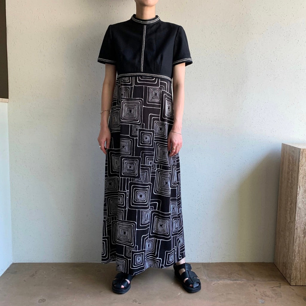 70s Black Design Dress