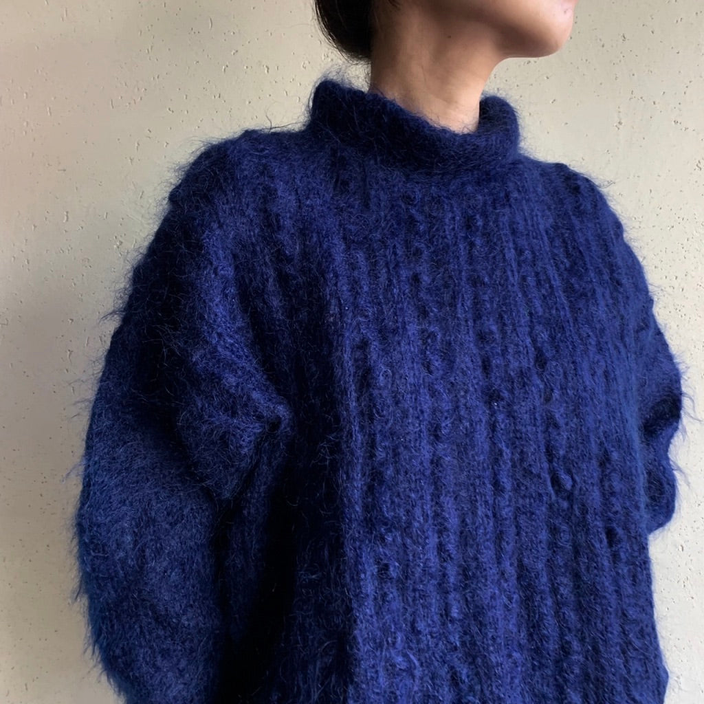 80s Mock Neck Navy Knit