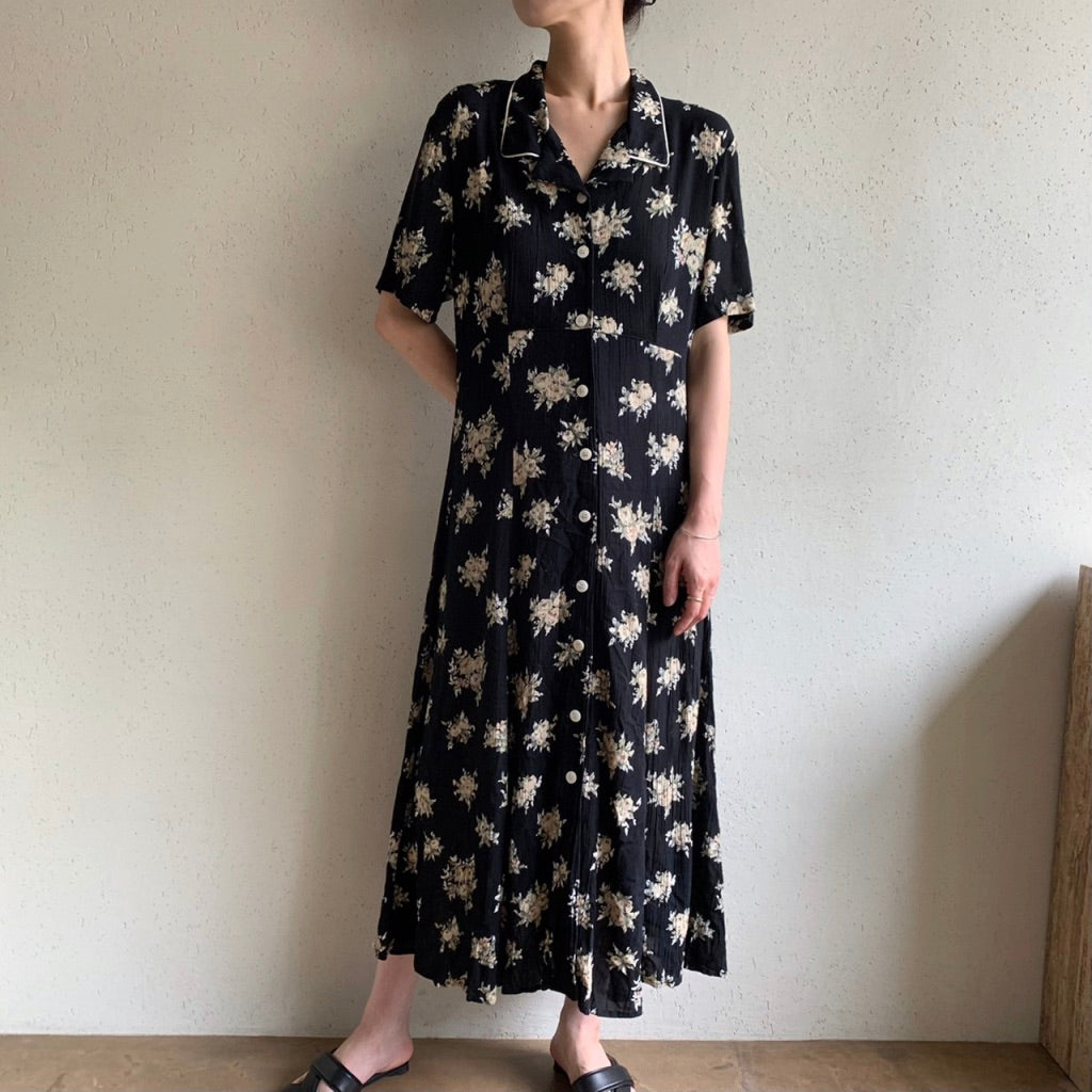 80s Printed Dress Made in USA