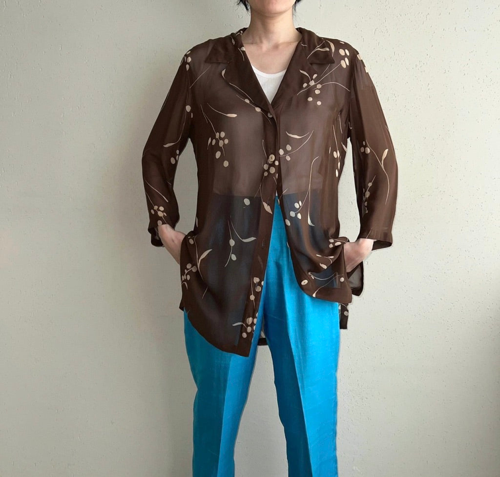 90s Printed Sheer Blouse Made in Italy