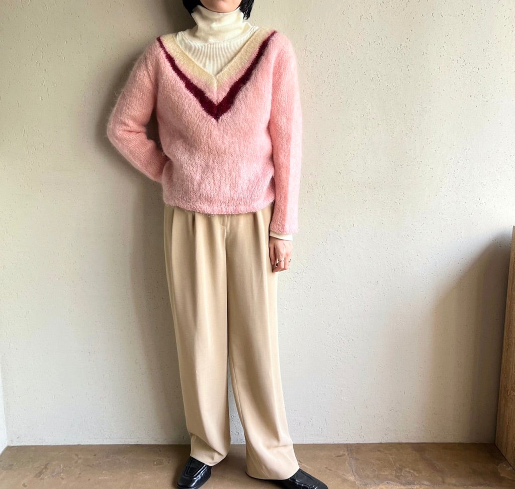 70s V-Neck Design Knit