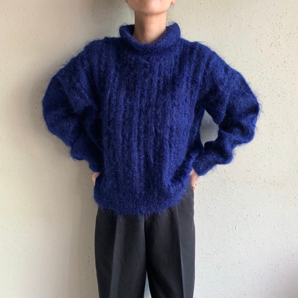 80s Mock Neck Navy Knit