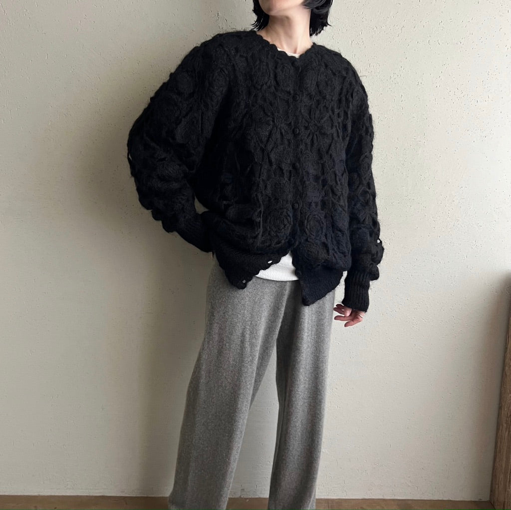 90s Mohair Black Knit Cardigan