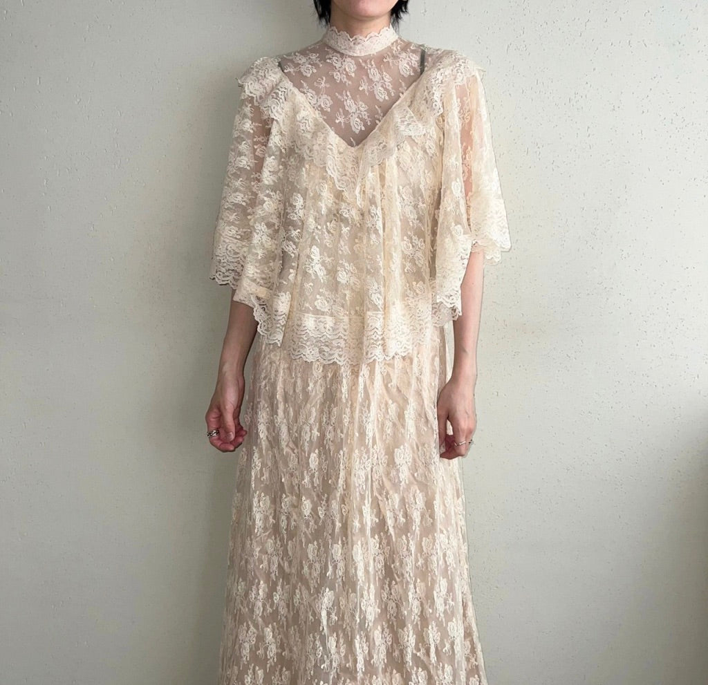 70s Lace Sheer Dress