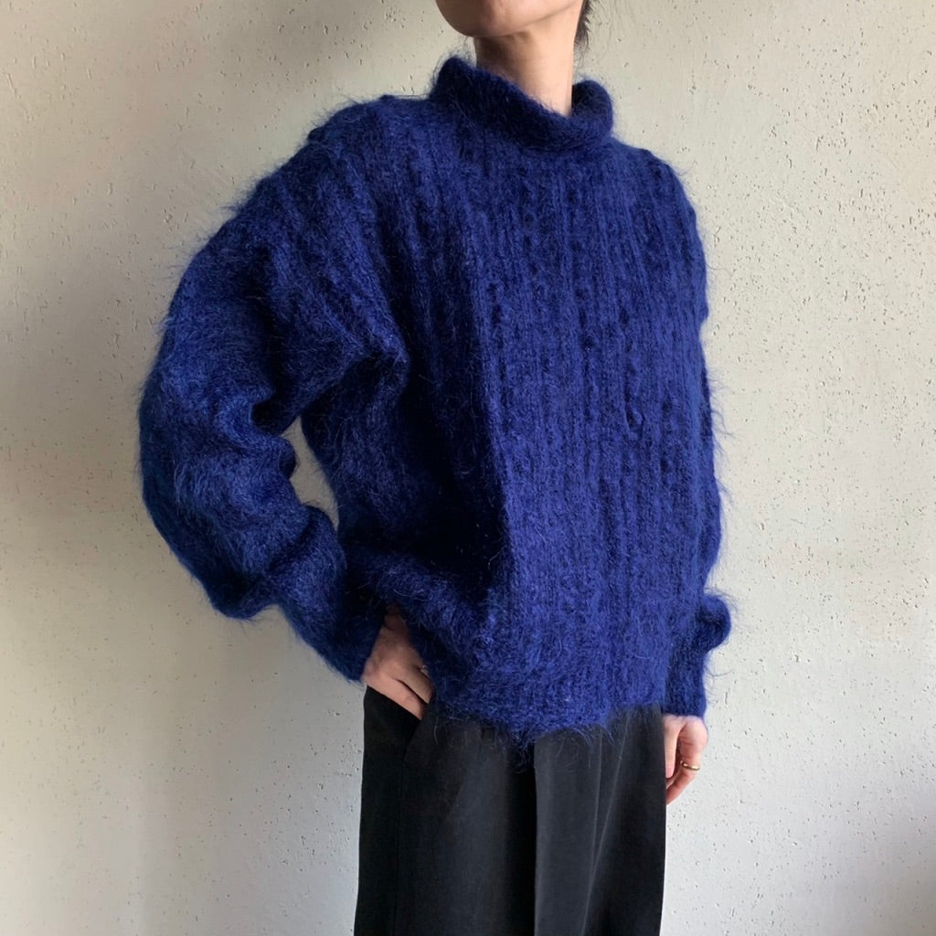 80s Mock Neck Navy Knit