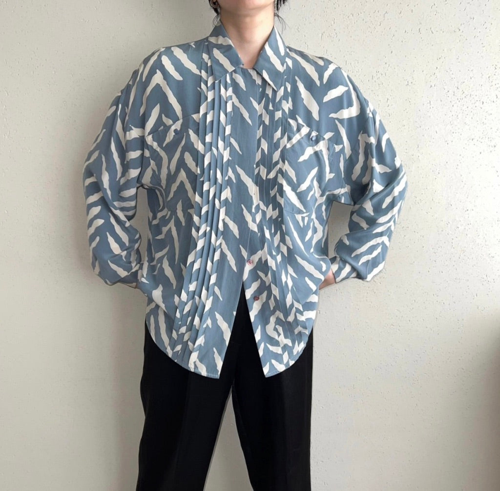 90s Pattern Silk Blouse