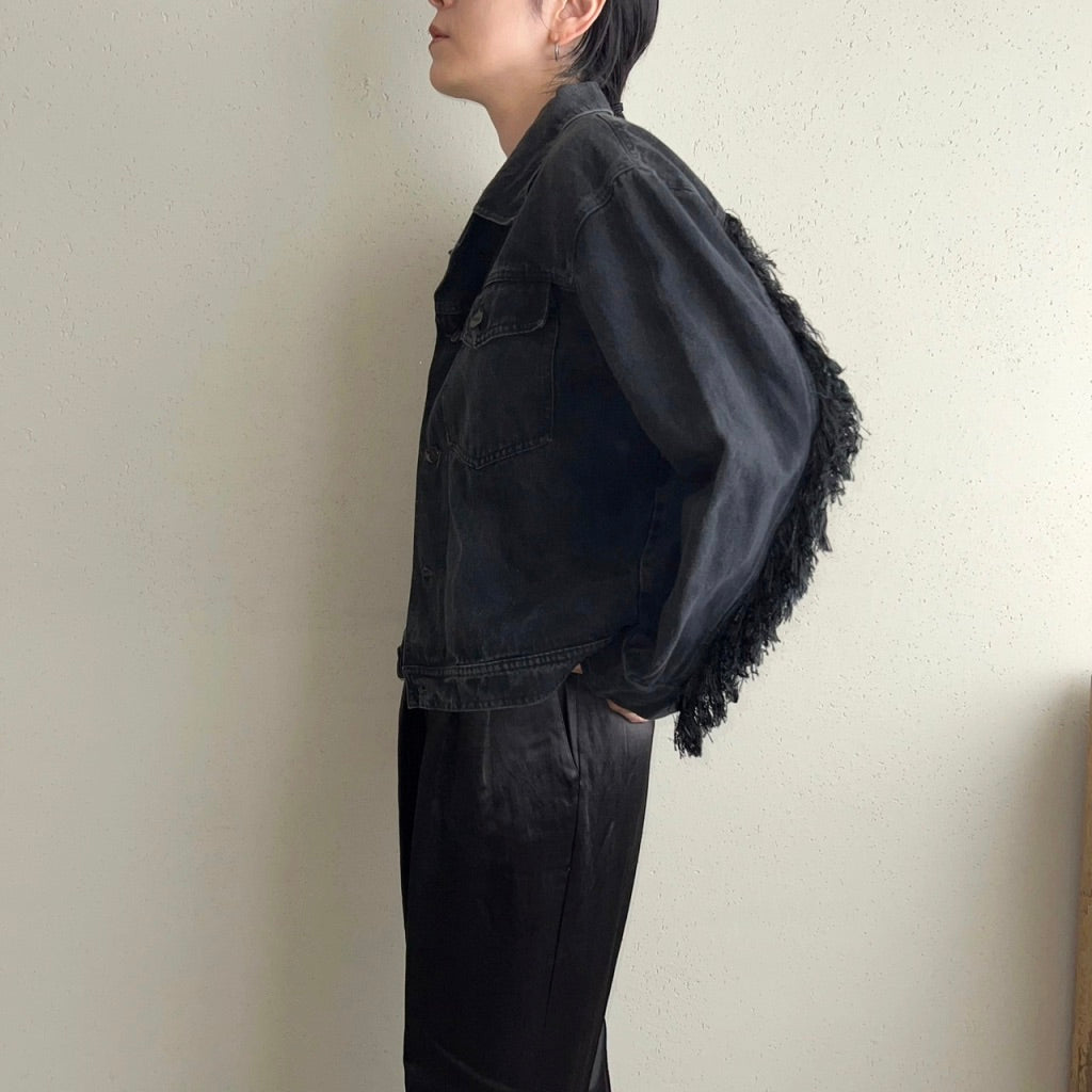 90s Fringe Black Denim Jacket