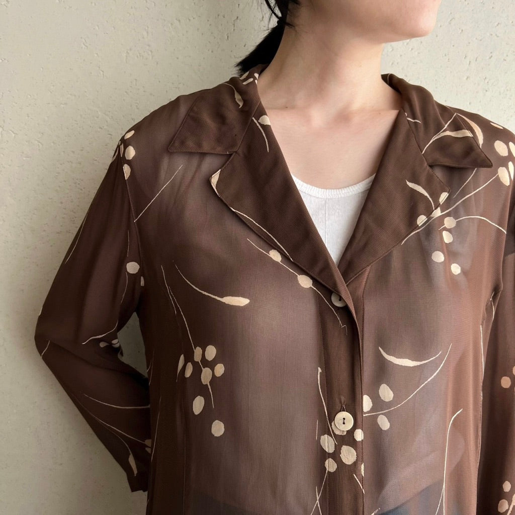 90s Printed Sheer Blouse Made in Italy