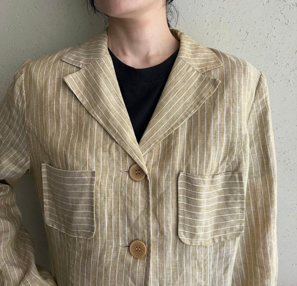 90s Linen Striped Jacket Made in France