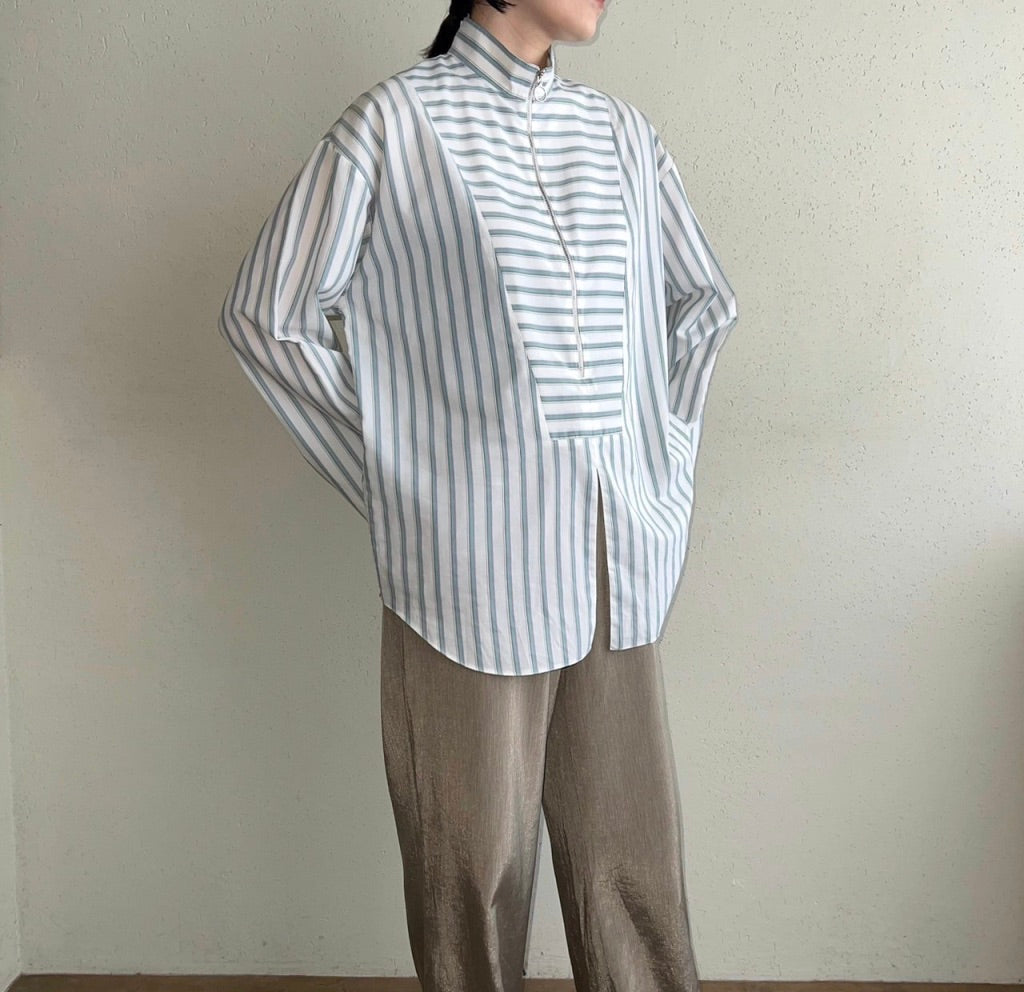 90s Striped Zipped Blouse
