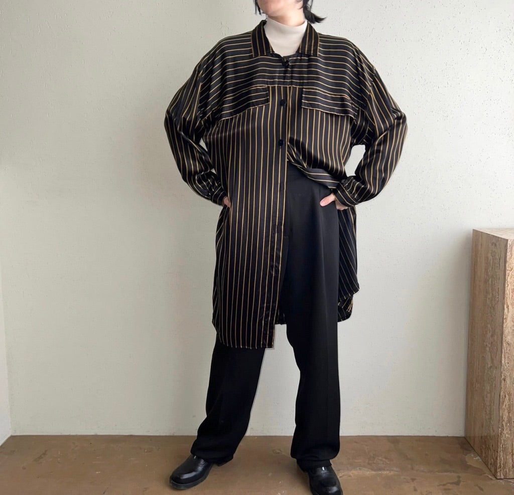 80s Striped Long Blouse Made in Germany