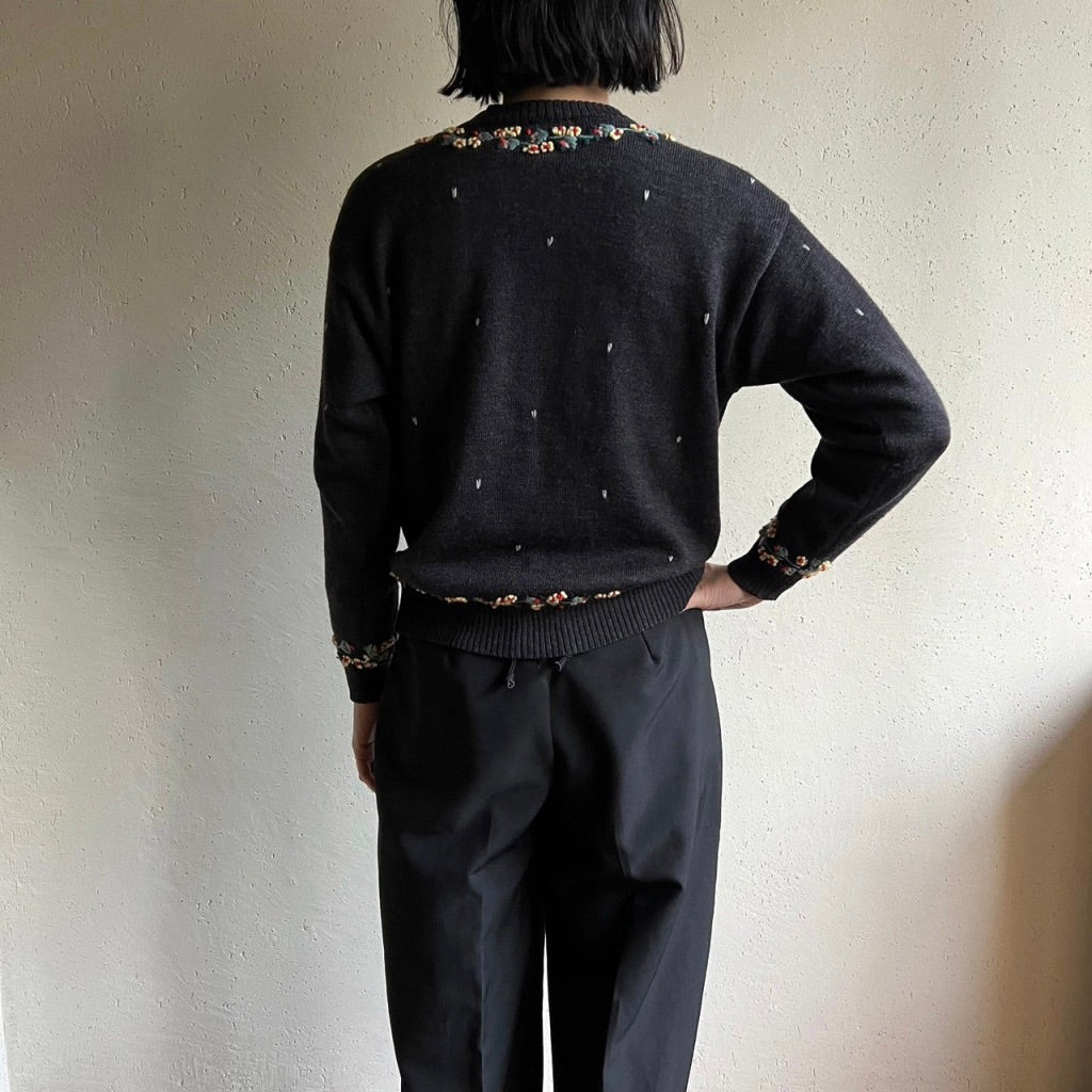 90s Embroidery Knit Cardigan Made in Italy