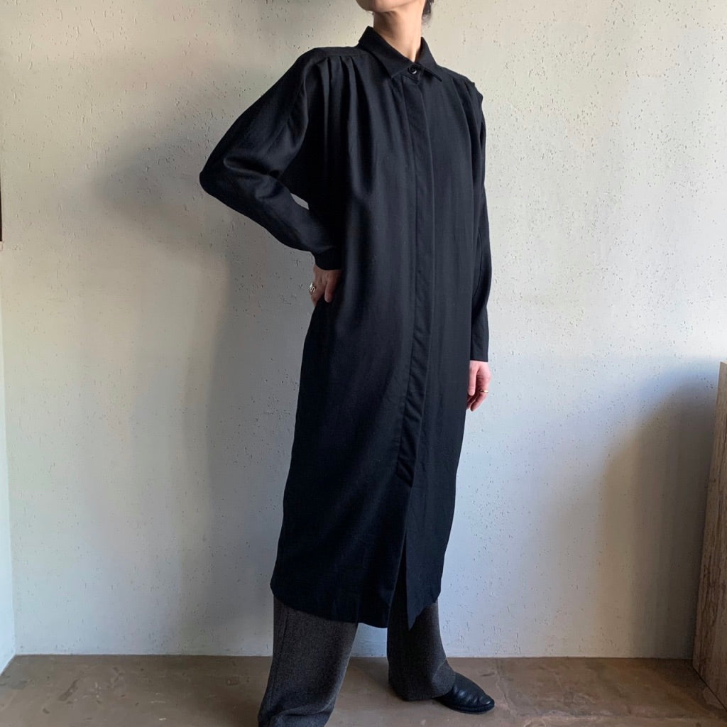 90s Wool Shirt Dress Made in USA