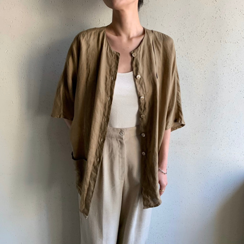 80s Linen Light Jacket Blouse Made in Italy