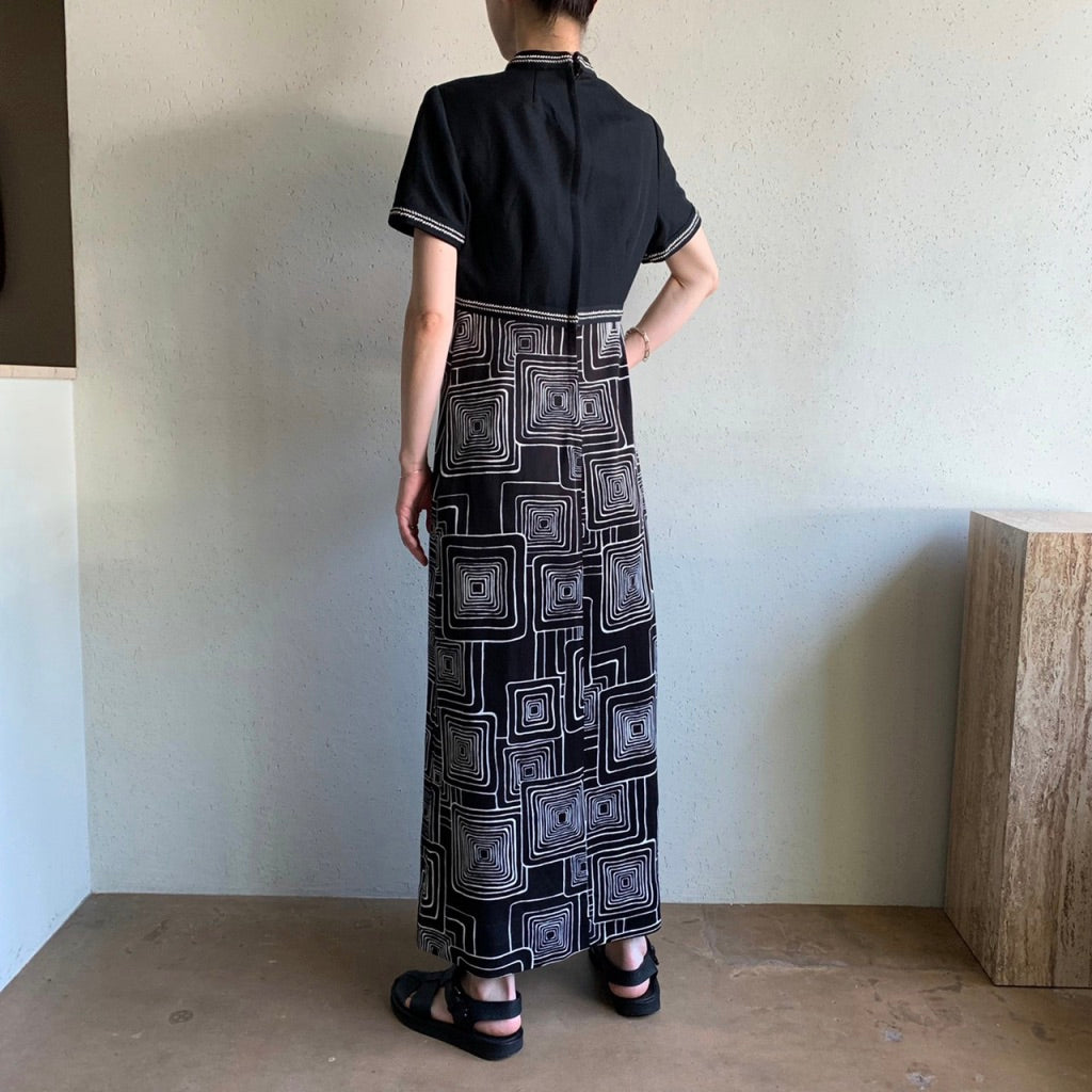 70s Black Design Dress