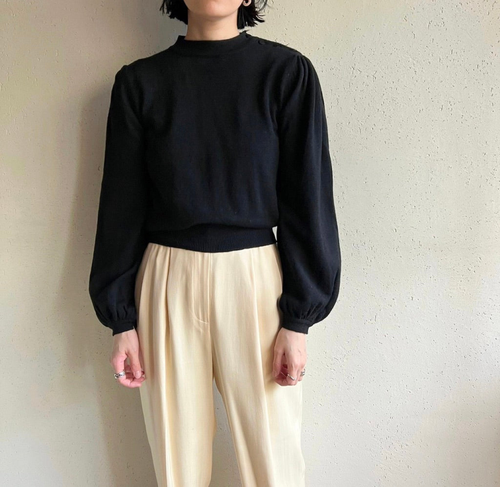 90s Balloon Sleeve Design Knit Top