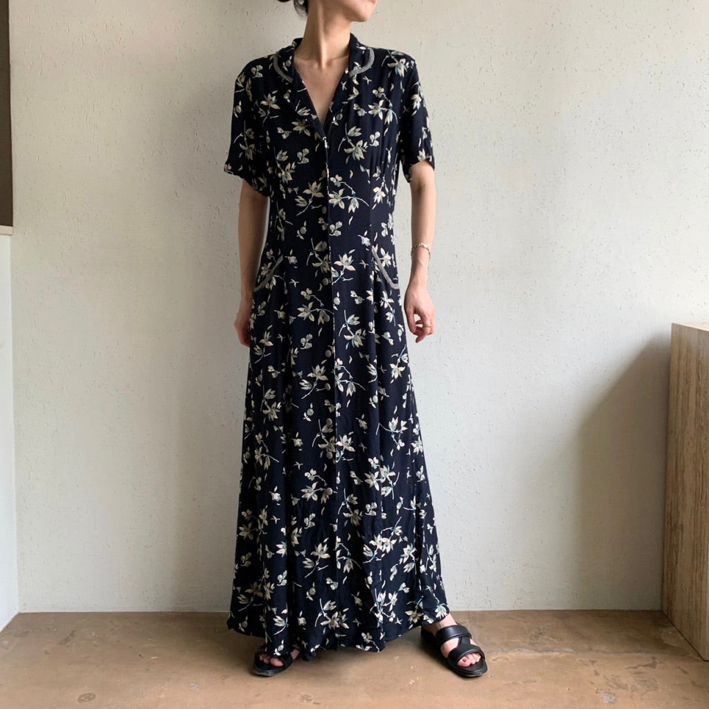 90s Printed Dress Made in USA