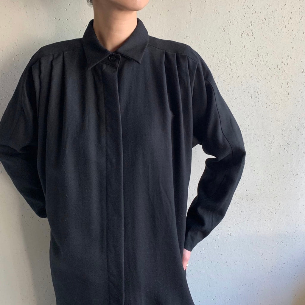 90s Wool Shirt Dress Made in USA