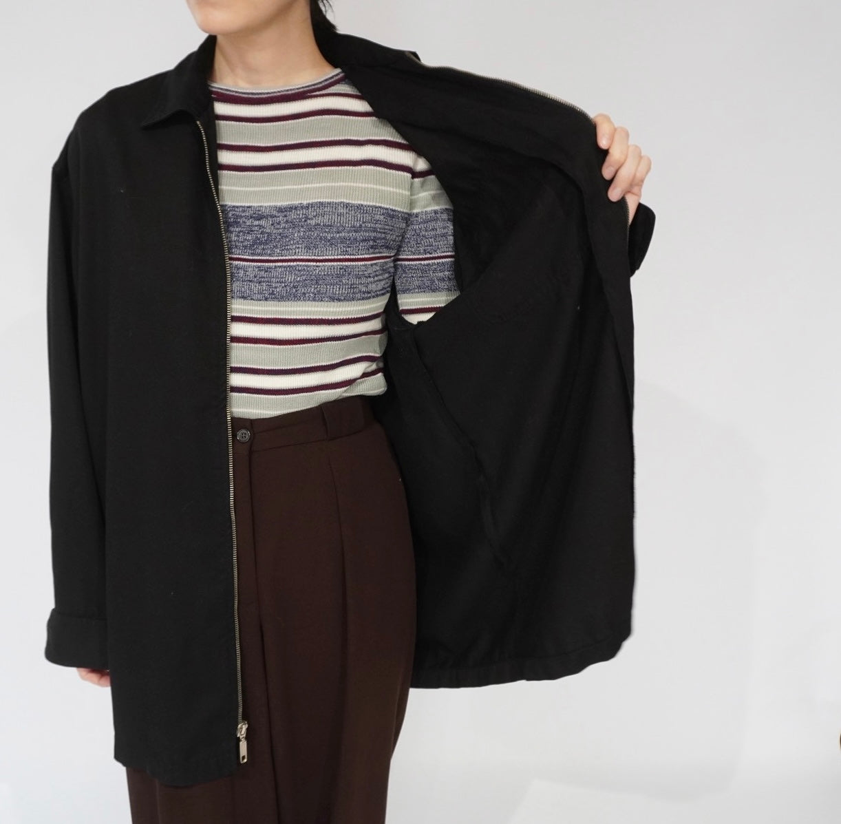 90s Rayon Zip Shirt Jacket