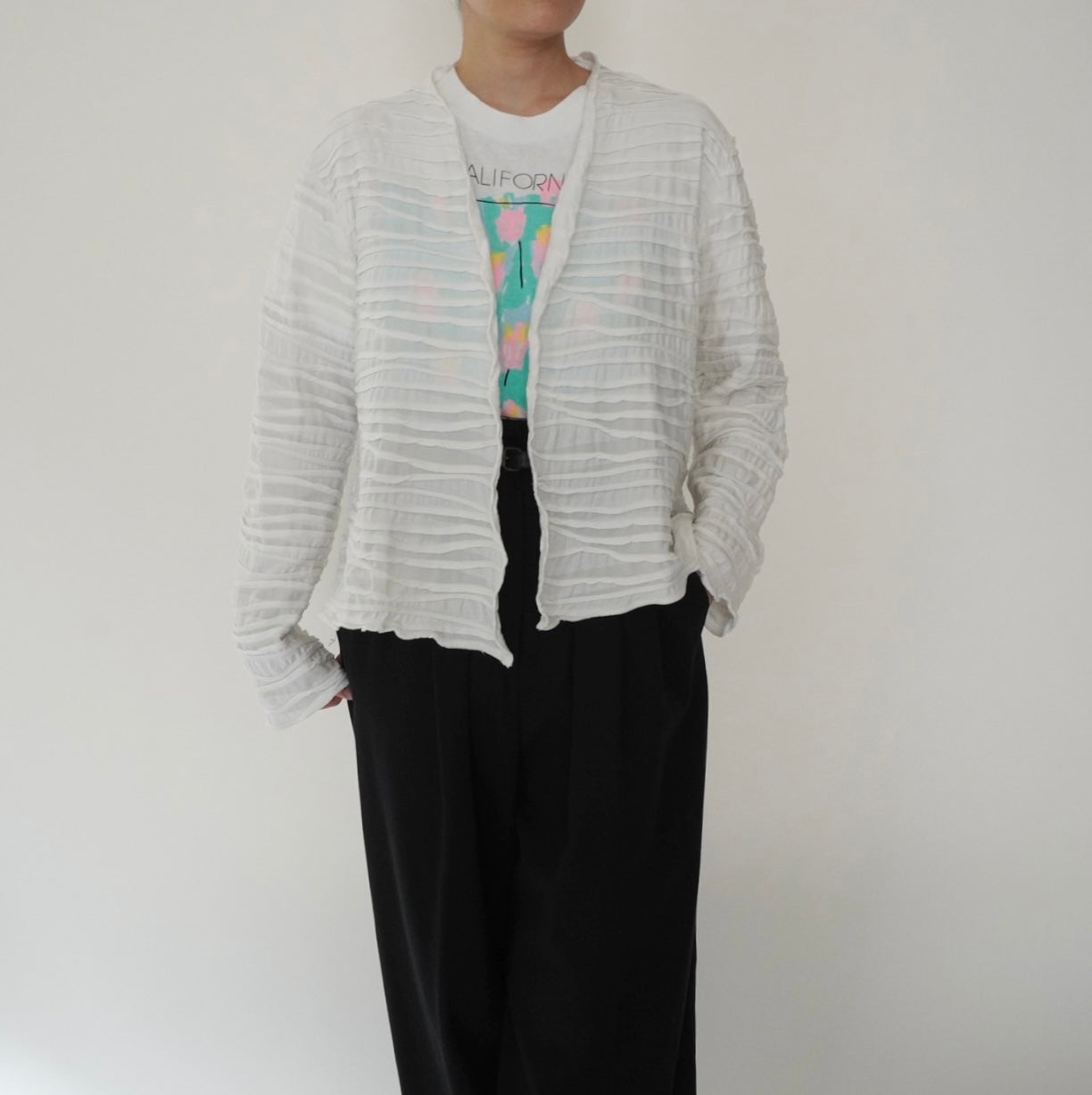 90s Pleated Cardigan Made in USA